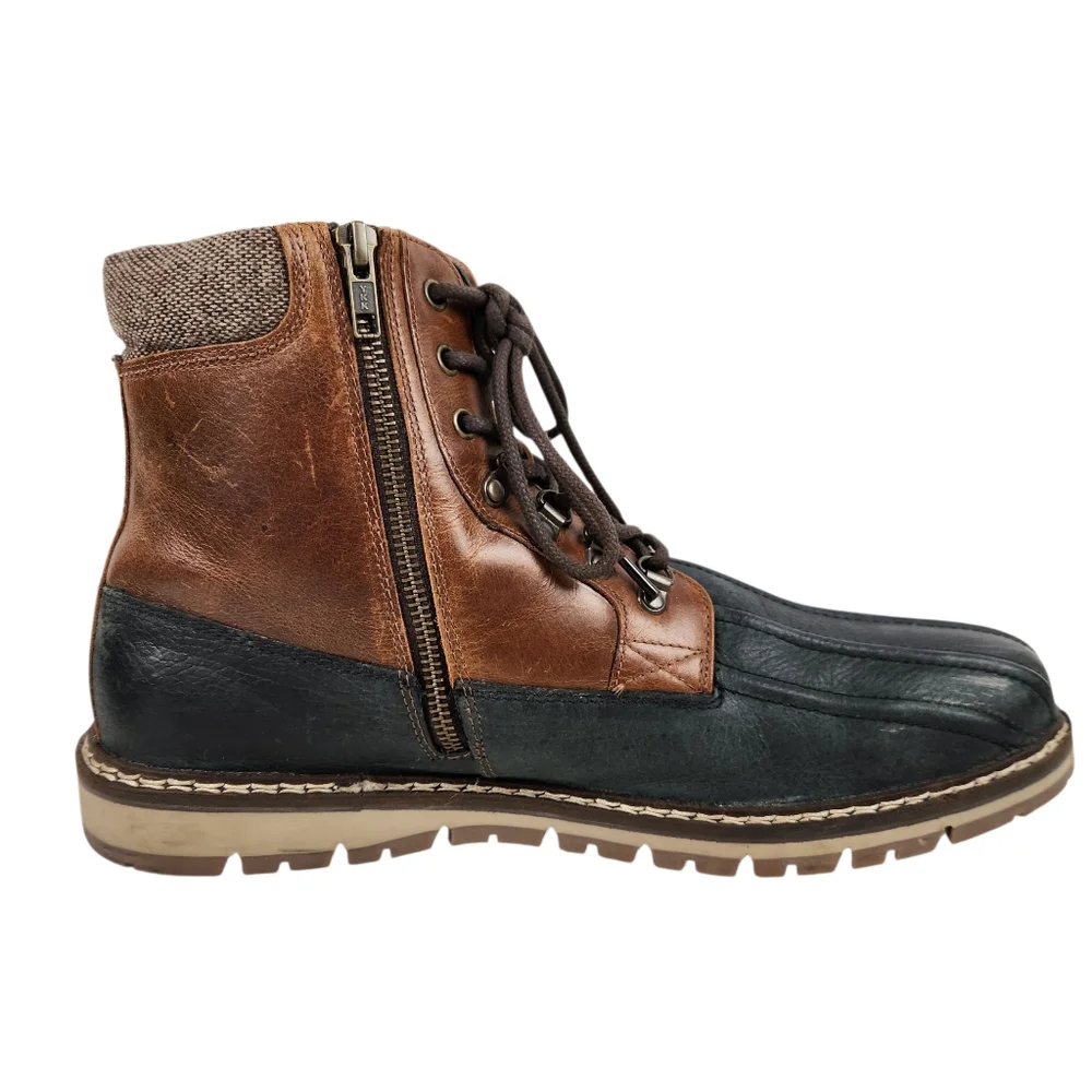 Crēvo Kannard Chestnut Brown Black Leather Water Resistant Duck Boot Men Size 13